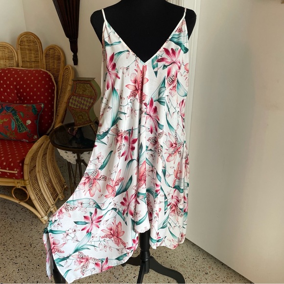 LA BLANCA Floral Flyaway Orchid Sundress! New! Pink and Green Woven Print. Med - Picture 1 of 12